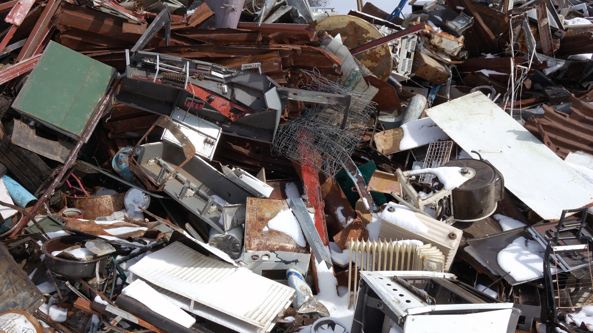 A huge pile of junk in Kitchener, Toronto, ready to be removed.