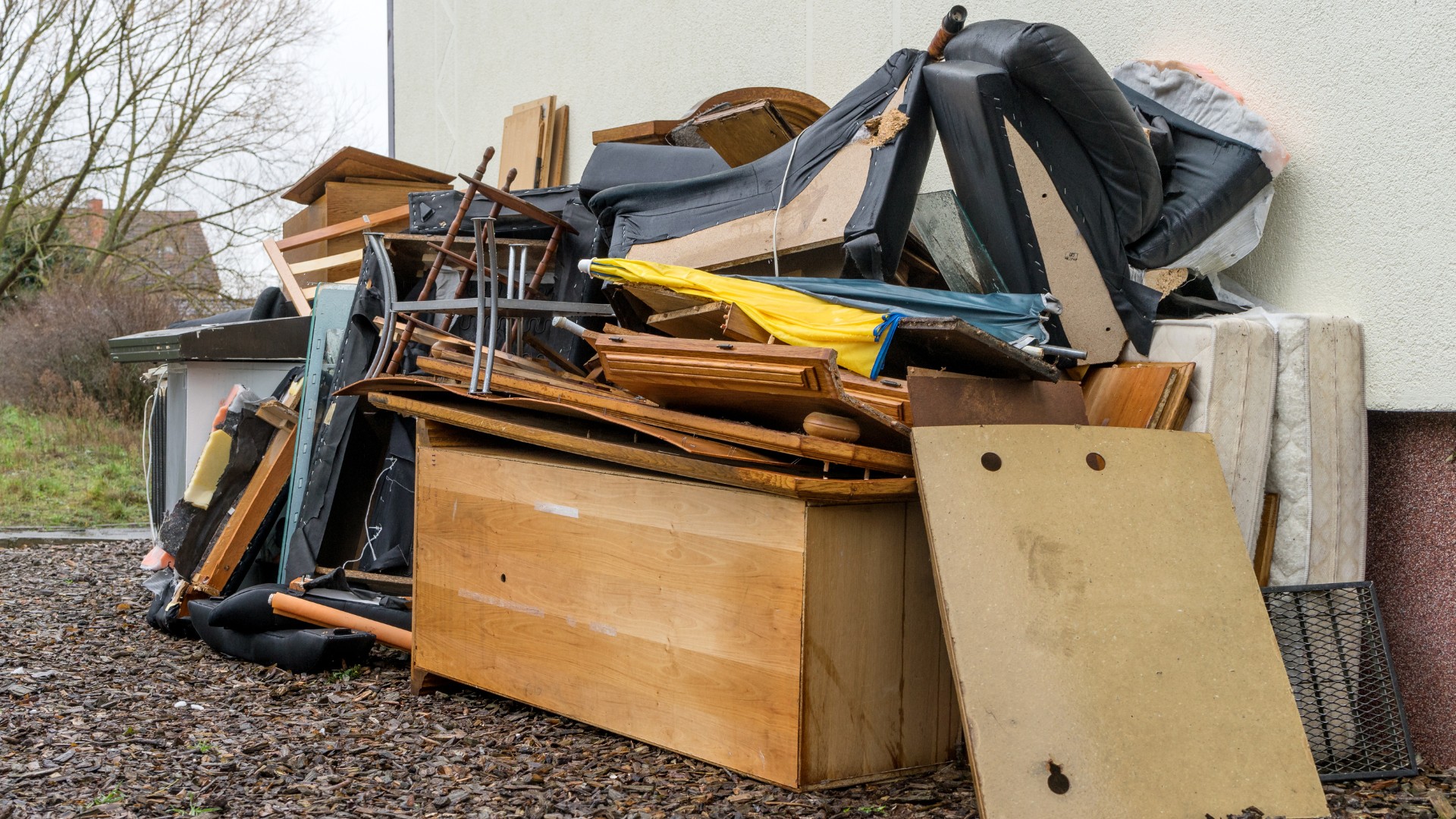 Junk in Stouffville, Toronto, ready to be removed.